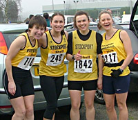 Vicky Barrett, Sharon Glendon, Samantha Thomas and Liz Bowden bedore the start of the Four Villages Half Marathon